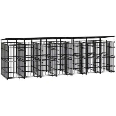 Image of vidaXL Outdoor Dog Kennel with Roof Steel 12.9 m²