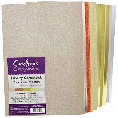 Image of Crafter&#039;s Companion A4 Luxury Cardstock Pack, card, Precious Metals, 29.6 x 21 10.5 cm