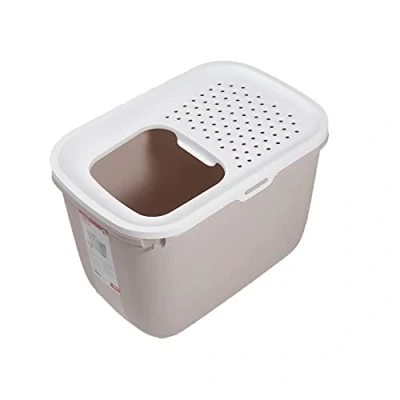 Image of Mantovani Pet Diffusion Savic cat toilet, hop in, with entry from above, beige white