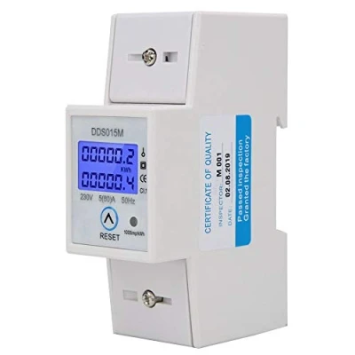 Image of Single Phase Electric Power Meter, DDS015M Watt Hour Energy Meter Digital DIN Rail KWH Display Can be Reset 230V Backlight