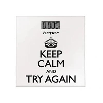 Image of BEPER 40.821 Digital Weighing Scale, Keep Calm Fantasy, Ultra thin, White