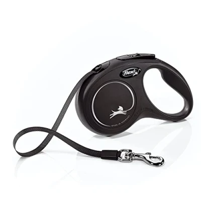 Image of FLEXI New Classic Retractable Dog Leash (Tape), 16 ft, Small, Black