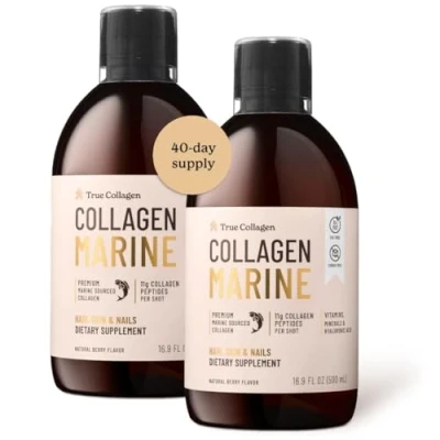 Image of True Collagen Liquid Marine 11000 mg x 2 I Hydrolyzed Peptides for Skin, Hair, Nails No Sugar 40 Day Supply