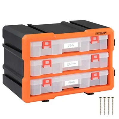 Image of MONZANA® Transparent Storage Organiser Stackable Small Parts Case Plastic Tool Box 36 Compartments Removable DIY Multi Drawer Perfect for Screws Nails &amp; Bolts