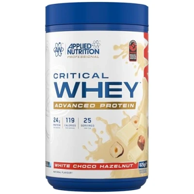 Image of Applied Nutrition Critical Whey Protein Powder 24g per Serving, High Powder, Shake with BCAAs &amp; Glutamine Muscle Growth Recovery(825g 25 Servings)(White Choco Hazelnut)
