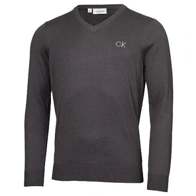 Image of Calvin Klein Mens V Neck Tour Golf Sweater Steel Grey XXL