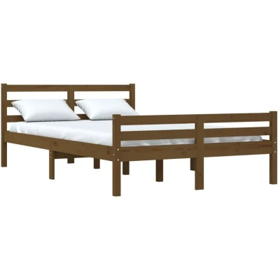 Image of vidaXL Bed Frame without Mattress Honey Brown Solid Wood 140x200 cm