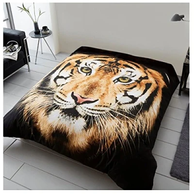 Image of GC GAVENO CAVAILIA Wildlife 3D Tiger Blanket, Super Soft Animal Brown Throws, Fleece Blankets For Sofas Or Bed, Multi, 150X200 Cm