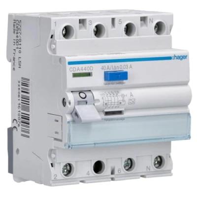 Image of Hager cda440d RCD 4P 40 A 30 mA 6 kA TYPE