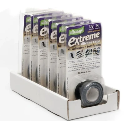 Image of UltraTape 59163 0822253BKCLM 25MM X 3M Black Silicone Extreme Tape, White