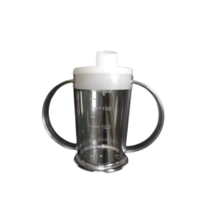 Image of NuHorizons Healthcare Products Clear Two Handled Graduated Beaker with Lid 200ml Adult Feeder Cup Drinking Aids (Wide Spout, Pack of 1)