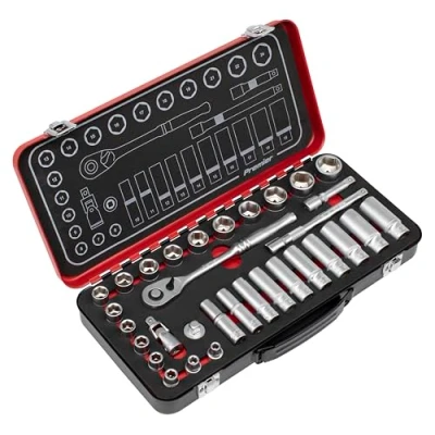 Image of Sealey Socket Set 3/8&quot;Sq Drive 32pc Premier Platinum Series