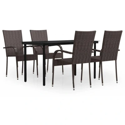 Image of vidaXL 5 Piece Outdoor Dining Set Brown and Black