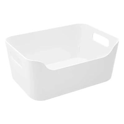 Image of Ikea Variera IKE 103.351.06 Storage Box Stackable 24 x 17 10.5 cm (W D H) with Handles High Gloss White