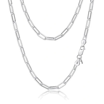Image of Amberta Women&#039;s 925 Sterling Silver Paperclip Chain: 4.4 mm 60 cm/24 inch
