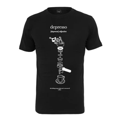 Image of Mister Tee Depresso Print Tshirt, Men&#039;s, Size: XS, Black