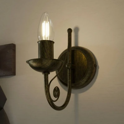Image of Lamkur Ayleen steel wall lamp, no lampshade, black