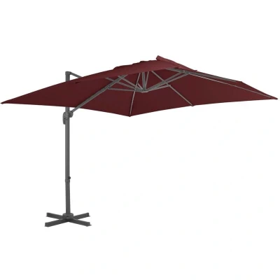 Image of vidaXL Cantilever Garden Parasol with Aluminium Pole Bordeaux Red 400x300 cm