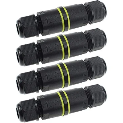 Image of TXErfolg Waterproof Junction Box Outdoor Cable Connector, IP68 Connector External Sleeve Coupler 3 core for Max Ø4mm 8 mm Diameter (4 PCS)