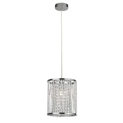 Image of Elise 1 Light Pendant Chrome, Crystal Drops, E27