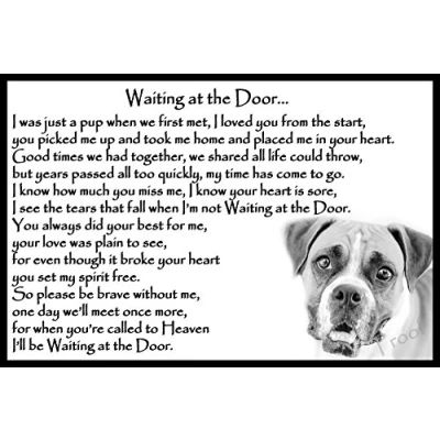 Image of Boxer Dog Pet Bereavement Memorial Flexible Fridge Magnet Waiting at The Door