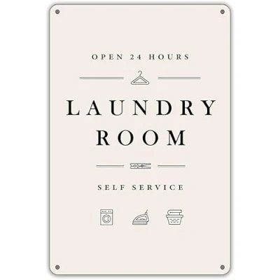 Image of Funny Laundry Room Metal Tin Sign Wall Decor for Home Gifts