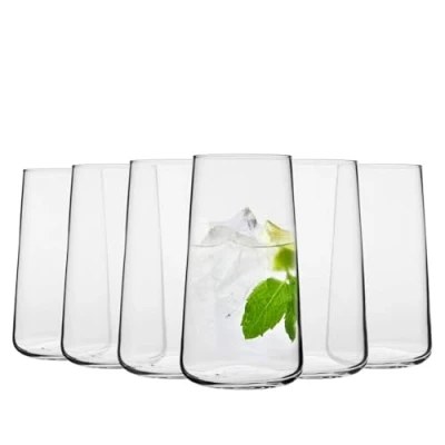 Image of Krosno Highball Glasses, Infinity Collection, Set of 6, 13.5 oz (400 ml), Premium Glassware, Ideal for Water, Juice, Cocktails, Modern and Elegant Design, Dishwasher Safe, Made in Europe