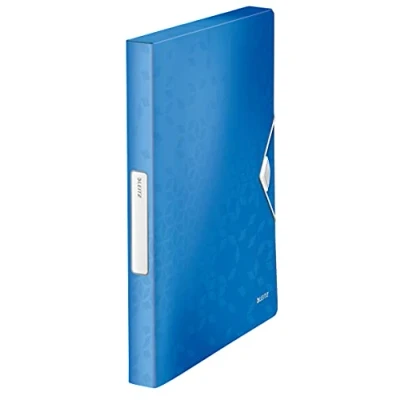 Image of Leitz 46290036 Box File, Holds up to 300 A4 Sheets, Elastic Closure, Flexible Plastic, Blue Metallic, WOW Range