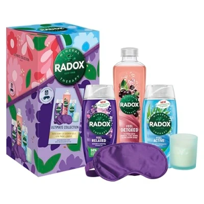 Image of RADOX Ultimate Collection &amp; bath soak gift Set with a candle, eye mask, body wash perfect for any occasion 3 piece