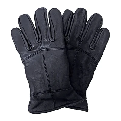 Image of THMO Men&#039;s Thinsulate Leather Gloves Winter Outdoor Windproof Fleece Lining in Black (L XL, Black)
