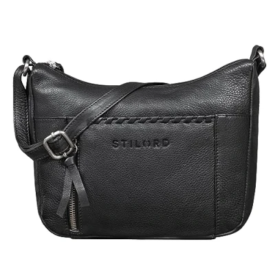 Image of STILORD &#039;Nia&#039; Ladies Shoulder Bag Small Leather Handbag Women Vintage Handbags Crossbody Evening Saddle Genuine Bag, Colour:black