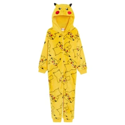 Image of Kids Pokemon Hooded Onesie Pikachu 11 12 Years