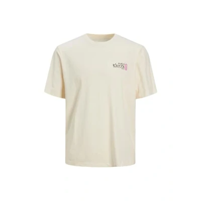 Image of JACK &amp; JONES Men&#039;s Jorrecipe Tee Ss Crew Neck Tg Ln T Shirt, Buttercream, S