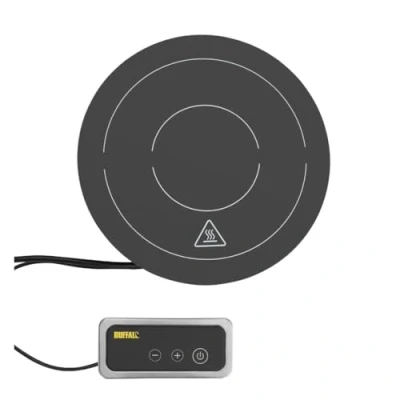 Image of Buffalo 1 kW Compact Induction Heater for Chafer Frame (Sold Separately), Black, Diameter: 245 mm, Cooking Area: 180 Pan Sizes: 120 240 FD059