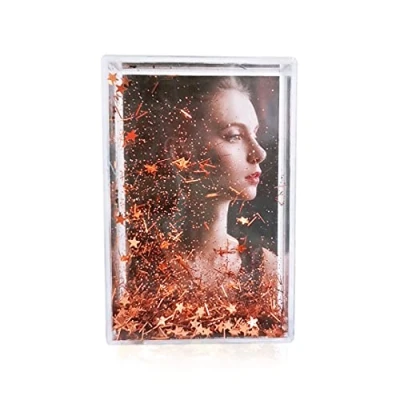 Image of SH.DREAM Glitter Picture Frames, Snow Globe Floating Sparkle Clear Plastic Photo Frame, Tabletop Decoration, Christmas Valentines Gifts for Best Friends Girls Boys (Copper,2*3inch)