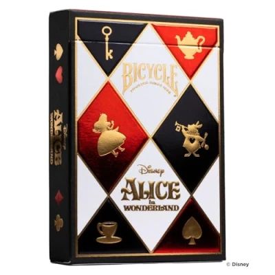 Image of Bicycle Disney Alice in Wonderland Playing Cards 1 Deck, Air Cushion Finish, Professional, Superb Handling &amp; Durability, Great Gift For Card Collectors, White