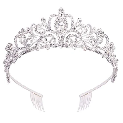 Image of Didder Silver Crystal Tiara Crown Headband Princess Elegant with combs for Women Girls Bridal Wedding Prom Birthday Party