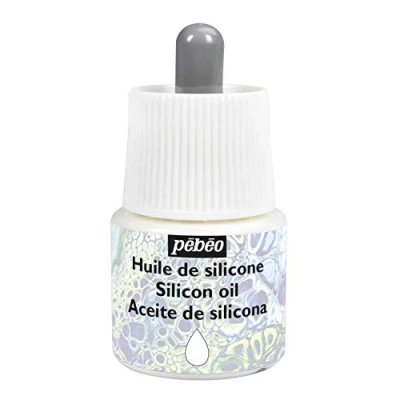 Image of Pébéo 524567 Studio Acrylics Silicone Oil Pouring Auxiliary for Acrylic Painting Flow Techniques, and Cell Formation Dropping Glass Bottle Optimal Dosage 1x 45 ml, Transparent