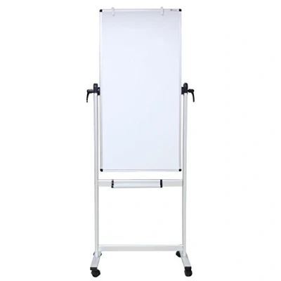 Image of VIZ PRO Double Sided Magnetic Revolving Mobile Whiteboard, 2 Pack W600xH1200mm White Board, Aluminium Frame &amp; Stand