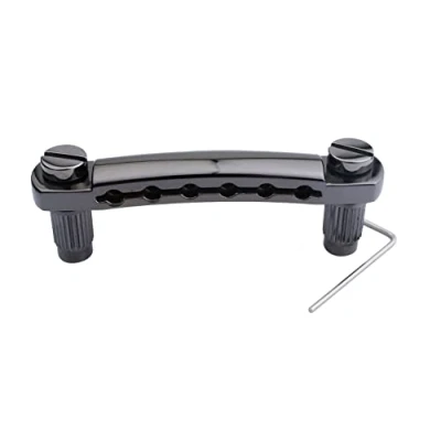 Image of Guyker Guitar Tune O Matic Tailpiece Stop Bar with Studs Bridges Parts Replacement for LP SG Style 6 String Electric (GS001, brown)
