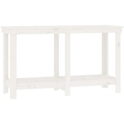 Image of vidaXL Work Bench White 140x50x80 cm Solid Wood Pine