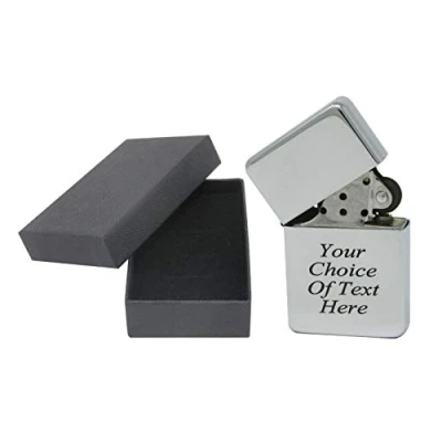 Image of JK Personalised Engraved Gift Lighter Anniversary Birthday Present With Box (Silver/Chrome)