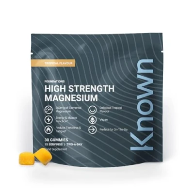 Image of Known Delicious High Strength Magnesium Gummies 300mg Elemental Natural Mixed Tropical Flavour 30 Vegan Gummies, 15 Day Supply
