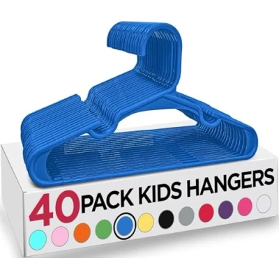 Image of Utopia Home Plastic Kids Hangers for Clothes Pack of 40 Durable and Slim Baby Space Saving Children&#039;s All Purpose Garment Trouser Skirt Bar Toddler (Blue)