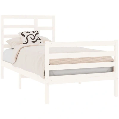 Image of vidaXL Bed Frame without Mattress White Solid Wood 90x190 cm Single