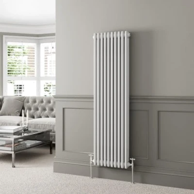 Image of DuraTherm® 1600 x 470mm White Traditional Vertical Designer Radiator Triple Column Colosseum Cast Iron Style Central Heating Panel Radiators Rad
