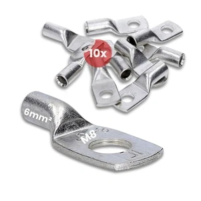 Image of Kalitec HR6 8 Standard Tube Cable Lugs 6 mm² M8 I without Viewing Hole Made in Germany Pack of 10