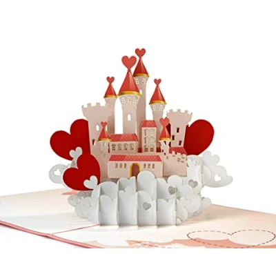 Image of Princess Love Castle Pop Up 3D card. Sweet surprise greeting card gift for her,wife,girlfriend,daughter,mum,grandaughter. Valentine’s Day, Anniversary,Wedding,Birthday.15cmx15cm (Princess Castle)