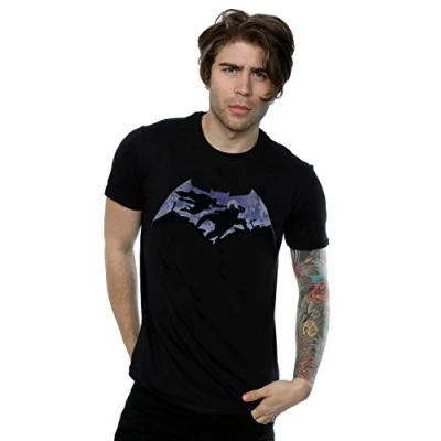 Image of DC Comics Men&#039;s Batman v Superman Battle Silhouette T Shirt Large Black