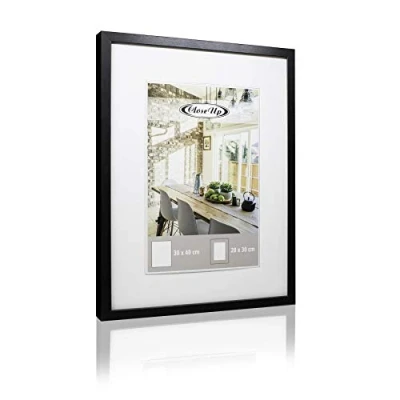 Image of Poster frame 30x40 cm black Premium MDF Plexiglas sheet Picture with passe partout